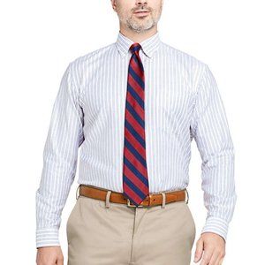 Lands End - 100% Cotton Blue Pin Strip, No Iron